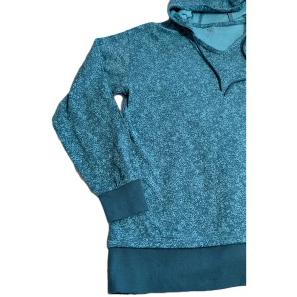 Athleta Womens Pullover Hoodie Small Teal‎ Heathered V Neck Athleisure - Picture 3 of 8